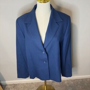 Pendleton Women's Blue Wool Blazer Size 16 Two Button Professional Career